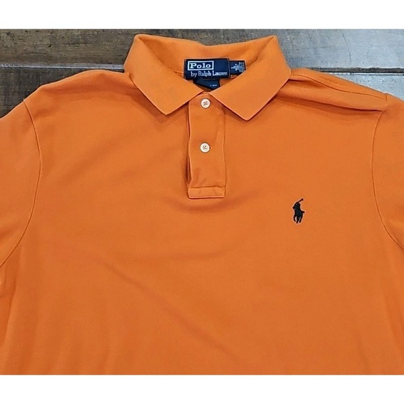 Polo Ralph Lauren Other - Polo Ralph Lauren Mens Custom Fit Polo Shirt Olive ORANGE Black Pony Size L